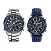 Luxury Wateproof Quartz Watches Business Casual Steel Band Watch Men's Blue Angels World Chronograph WristWatch246f