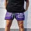 Shorts masculinos americanos, uso diário, trimestre sobre o joelho, respirável, secagem rápida, malha solta, atlético, calças de basquete para homens, calças Y2k T240227