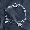 Charm Bracelets Vintage Silver Color Crystal Tassel Star Bracelet &Bangle For Women Elegant Jewelry Gift Sl275