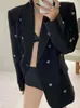 DEAT Fashion Women Blazer hackade krage Långa ärmar Enkel knapp 3D Kärlek Rivet Decoration Suit Jackor Autumn 2024 7AB858 240227