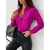 Женские блузки, элегантная женская рубашка, топ-блузка, осень 2024, простая однотонная офисная одежда с v-образным вырезом