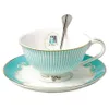 Vintage Royal Bone China tasses à thé café lait tasse à thé et soucoupe et cuillère ensembles bleu coffret cadeau 7-Oz261p