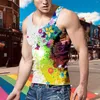 Tobs de débardeur masculine pour hommes Summer Carnival Rainbow Gilet avec personnalité unique sans restriction et enthousiaste Festival 3D Men imprimé t-shirt