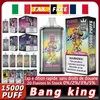 Oryginalny Bang King 15000 Puff Ujeżdżalne Vapes Puff 15K Vape Pen E-papierosy Vaper 0% 2% 3% 5% 23 ml wstępnie wypełniona cewka siatki 650 mAh Bateria do ładowania 20 flaovrs