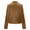 Kurtki damskie Tassel Jacket Coats Women skórzana motocykl motocyklowy faux zamszowy moda moto