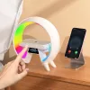 Alto-falantes LED Suporte de carregador sem fio Bluetooth Alto-falante compatível com atmosfera RGB Night Light Estação de carregamento rápido para iPhone