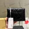 23P Womens Lmbskin Classic mini flep kapitone kare çantalar Gümüş metal donanım Matelasse zinciri Emaye Takılar Dönüş Kilit Siyah Beyaz Crossbody Çantalar 17x12cm