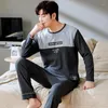 Vêtements de nuit pour hommes Automne Hiver Loisirs Hommes Coton Pyjamas Ensembles Dessin animé Lâche Manches Longues Pantalon Confortable Vêtements de Maison