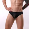 Underpants Sexy Men Plus Size Ice Silk Seamless Underwear Transparent U Convex Pouch Briefs Breathable Thongs Low Rise Gay Wear F6