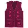 Gilets pour femmes Mode Gilet tricoté Moyen-âge Printemps Automne Gilet Mince Broderie Cardigan Pull Veste Tops Robe Mère