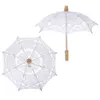 Guarda-chuvas 2 Pcs Decoração de Casamento Prop Guarda-chuva Branco Elegante Artesanato Meninas Decorativas Nupcial Véu Parasol Lace Noiva Senhorita