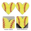 Stud Earrings Women Birthday Piercing Cute Sports Style Baseball Print Gift Wooden Fashion Jewelry Lightweight Funny Heart Shape