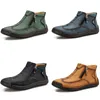 2024 high-top leather casual shoes brown blue green black men's slip-on plus size sports sneakers GAI