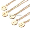 Hangertjes kettingen Gouden initialen ketting 316L roestvrij staal Dames sieraden Choker A-Z 26 letters Uitgeholde vergulde initiële hanger Dr Dhpdu