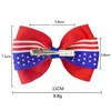 ヘアアクセサリー4インチのヘアアクセサリー4番目のJy Flag Bows for Clips with Clips Red Royal White Hairbows Grosgrain Ribbon Stars stri dhhdr