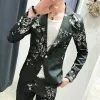 Anzüge neuer Männer (Anzug + Hosen) Jugend Mode alles Trend gutaussehende Freizeitgeschäft florale kleine Anzughosen zweiteiliger Anzug