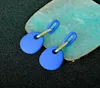 Stud Earrings Korean Dongdamen Same Temperament Hand Feel Paint Blue Rose Red Version High Sense 925 Silver Needle1386410