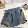 Manteau en duvet pour bébé fille, veste en jean épais en velours, automne-hiver 2024, vêtement d'extérieur chaud en peluche à simple boutonnage, manteaux amples pour enfants coréens