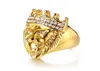 Gold Color Classic 316L rostfritt stål Men Punk Hip Hop Ring Cool Lion Head Band Gold Ring Jewelry8925476