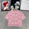 Yeni Bahar Tasarımcısı V yakalı tutkulu gömlek pembe t-shirt harf kontrast jacquard pembe mizaç kısa kollu lüks markalar kazak