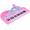 Barnmusikleksak Piano tangentbord leksak 37 tangenter rosa elektroniska musikaliska multifunktionella instrument med mikrofon min första pinao leksak 240226