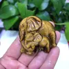 Gioielli 1 Pz Pietra Naturale Argento Ossidiana Occhio di Tigre Madre e Bambino Elefante Intagliato A Mano Animale Figurine Home Decor Gioielli Regalo