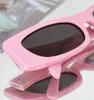 Prostokątne okulary przeciwsłoneczne 40245 Pink/ciemnoszare koty oko kobiety luksusowe szklanki odcienie projektant okularów UV400