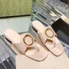 Golden Hardware Buckle Decoration tofflor Kvinnor Flat Toe Clipped Sandals Luxury Designers High Shoes Factory Factwear 35-41 med låda