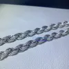 Guldpläterad halsband Sterling Sier 8mm VVS D Färg Iced Out Hip Hop Jewelry Diamond Moissanite Rope Chain