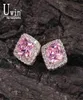 Uwin carré zircone rose boucle d'oreille Bling Micro pavé cubique Zircon mode bijoux cadeau 2106164463884