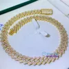 Pass Tester Miami Men Bling Gold Plated Necklace Iced Out Diamond Cuban Link Chain