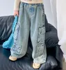 Hosen 2024 Stlye Mädchen Denim Hosen Frühling Baumwolle Mode Kinder Lange 2-8t PP966