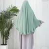 Ethnic Clothing Ruffles Crepe Khimar Long Hijab Scarf Muslim Islamic Plain Hijabs For Woman Dubai Prayer Overhead Niqab Abaya Voiles