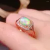 Cluster Rings High Quality Natural Ethiopia Opal Engagement Ring 925 Silver Real Rainbow Fire Women Man For Gift