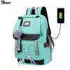 Große grüne Rucksäcke Damen Schulrucksack für Mädchen im Teenageralter USB-Schultasche Canvas Middle Junior High College Student Bagpack257Q