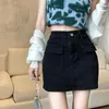 Saias Lucyever Moda coreana jeans mini -saia mulheres sexy slim fit high cargo cargum feminino elegante bodycon curto