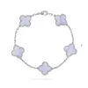 Smyckeslänkkedjedesigner Vanca Sier Four Leaf Clover Five Flower -End Womens Classic Full Diamond Panda Armband 554707