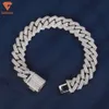 Hip Hop Jewelry Round Cut 14mm Kubansk länkkedja Iced Out VVS Moissanite Diamond Hiphop Cuban Link Armband