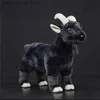 Plush dockor Original Ranch Animal Series Mjuk och söt simulering av Black Mountain Sheep Mountain Life Life Toys Childrens Halloween Gift Q240227