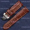 Watch Bands high quality 24mm black brown genuine leather band for Panerai deployment clasp strap with full T240227