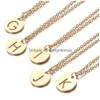 Hangertjes kettingen Gouden initialen ketting 316L roestvrij staal Dames sieraden Choker A-Z 26 letters Uitgeholde vergulde initiële hanger Dr Dhpdu