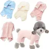 Macacão de algodão puro roupas para cães azul rosa bege renda hoodies gato cães casaco macacão pijamas para cães pequenos chihuahua bichon macacão para cães