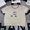 Damska koszulka z dzianiny, dzianinowy projektant swetrów, modny liter z krótkim rękawem