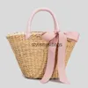 Totes New large capacity woven bag bow knot beach straw trend with handbag Crossbody 230406H24227