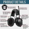 Protecteur ZOHAN Cache-oreilles électronique Bluetooth 5.0 AM/FM avec batterie au lithium rechargeable 2000 mAh NRR 25 dB Protection auditive