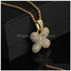 Pendant Necklaces Luxury Iced Out Gold Necklaces Men Women Fashion 26 Initial Letter A-Z Alphabets Crystal Rhinestone Pendant Hip Hop Dhnnl