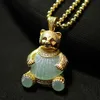 Ketting kolye initiële teddybeer jade gloed in de donkere foto Jezus Jezus boho munt echte goud kralen moissaniet hanger aangepast