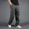 Men's Pants Mens Pants Large Size Multi-pocket Loose Overalls Outdoor Sports Military Training Jogging Casual Pants Loose And Comfortable T240227