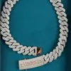 Strålande prakt lyxig 925 Sterling Silver 18K Gold Plated Moissanite Cuban Link Chain Necklace