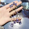 Dangle Earrings 2024 Jewelry Multi Glass Rhinestone Crystal Earring女性の古代シルバーカラージェムロングタッセルギフト